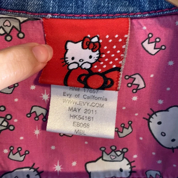 Hello kitty Sanrio girls size 6 studded sparkle jean jacket pink collar glitzy - Picture 3 of 7